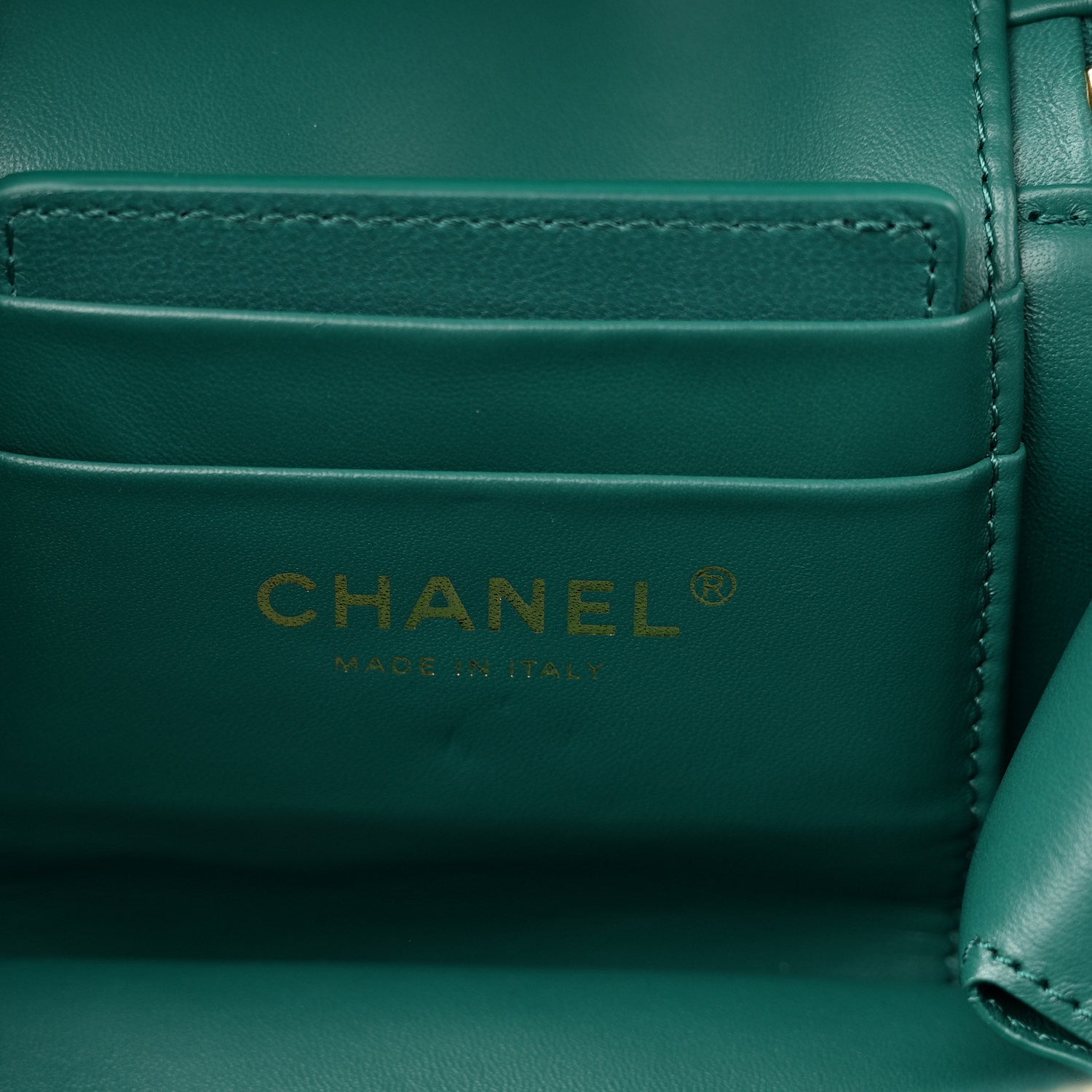 Chanel Shearling Lambskin Quilted Small Vanity Case Green 7 of 11