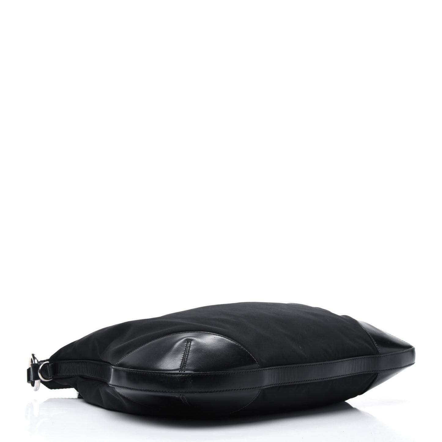 Tessuto Nylon Calfskin Flat Messenger Bag Black