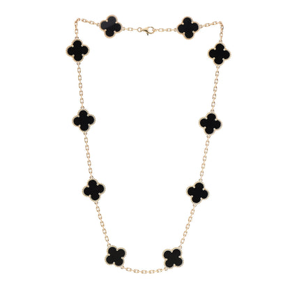 Van Cleef & Arpels 18K Yellow Gold Black Onyx 10 Motifs Vintage Alhambra Necklace 3 of 5