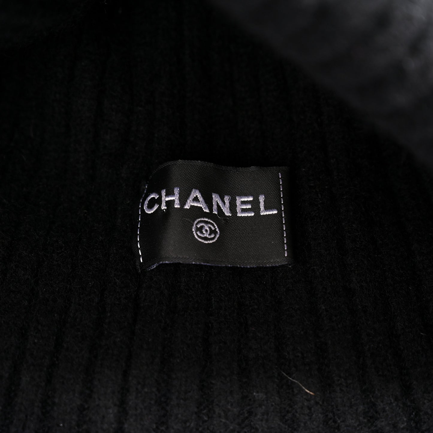 Cashmere Sequins Logo Beanie Hat Black