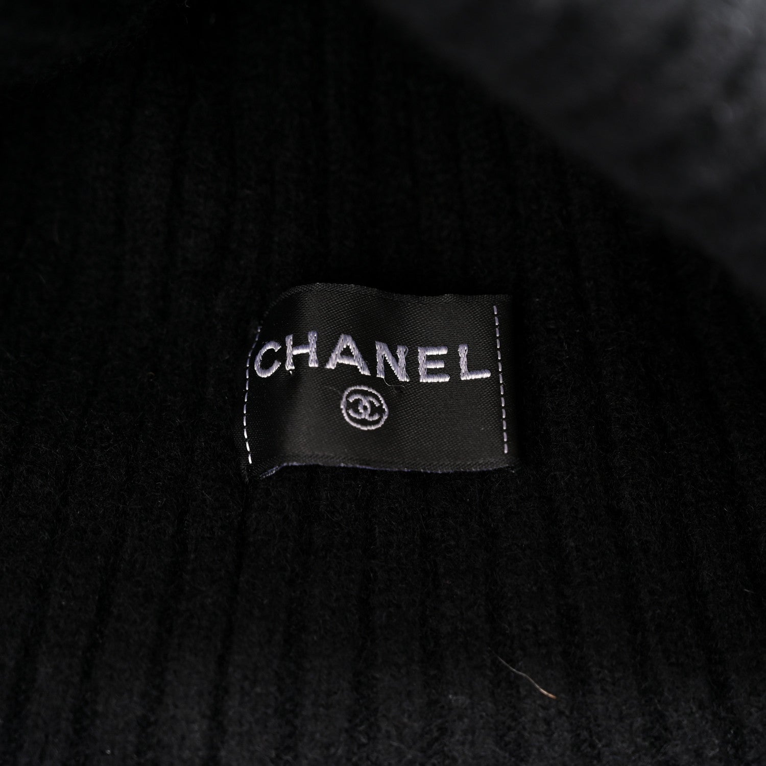 Chanel Cashmere Sequins Logo Beanie Hat Black 5 of 5
