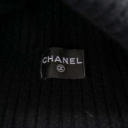 Chanel Cashmere Sequins Logo Beanie Hat Black 5 of 5