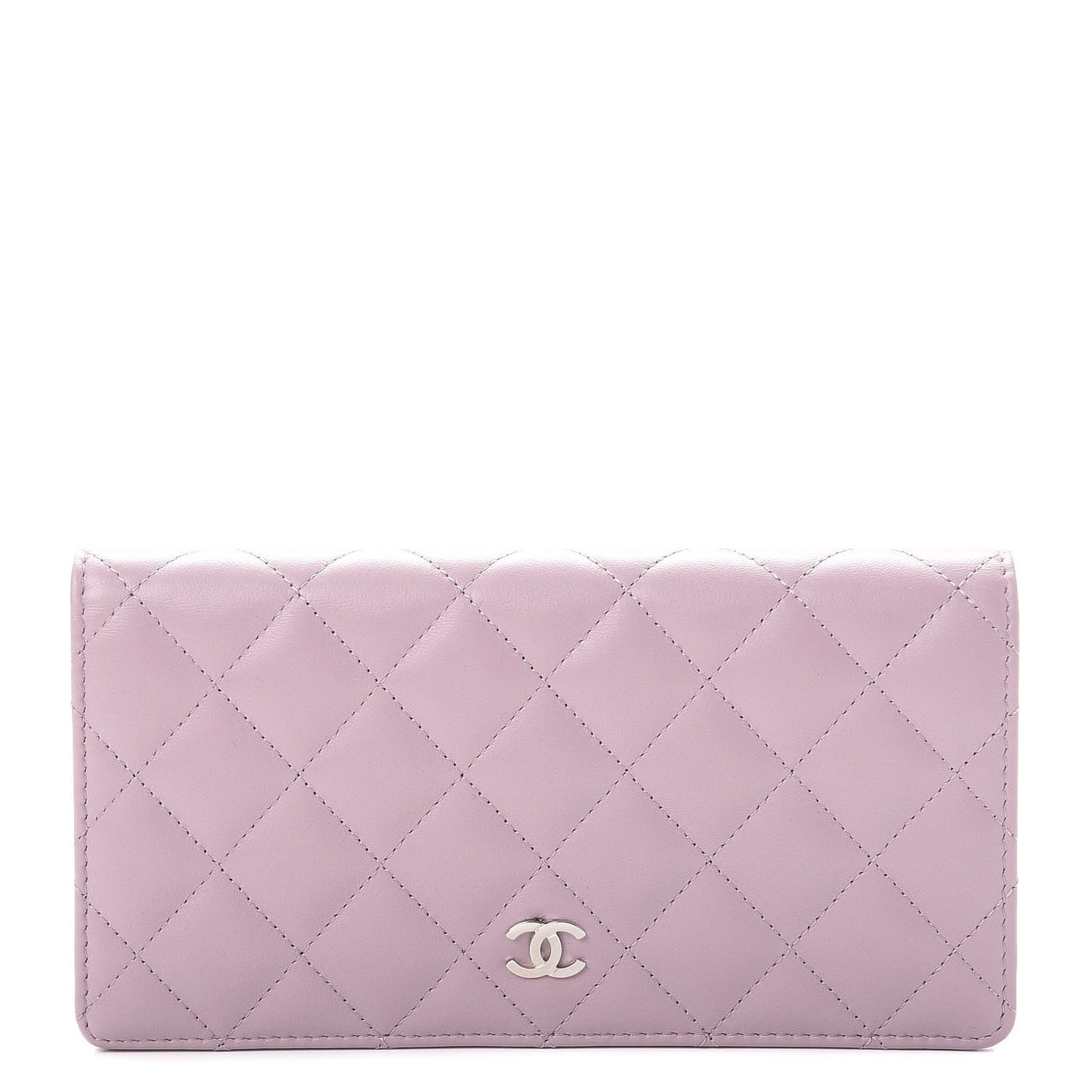 Lambskin Quilted Yen Wallet Lilac