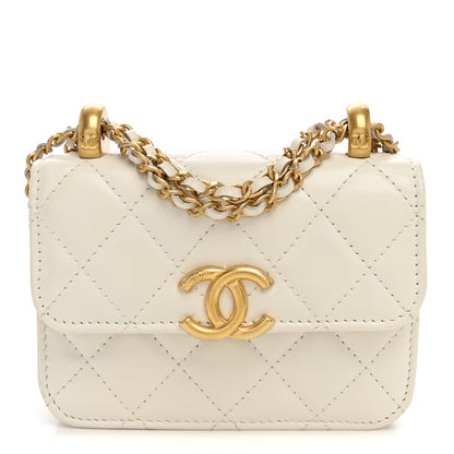 Chanel Calfskin Quilted Perfect Fit Coin Purse With Chain White 1 of 11
