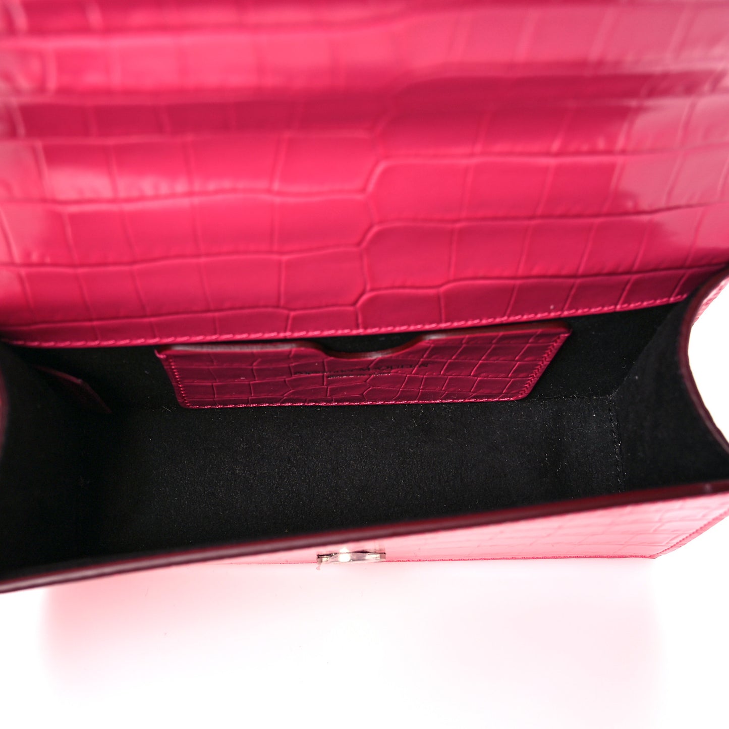 Shiny Crocodile Embossed Jeweled Satchel Peony Pink