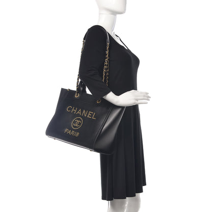 Chanel Caviar Small Studded Deauville Tote Black 2 of 12