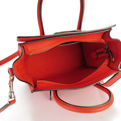 Celine Drummed Calfskin Nano Luggage Vermillion 7 of 11