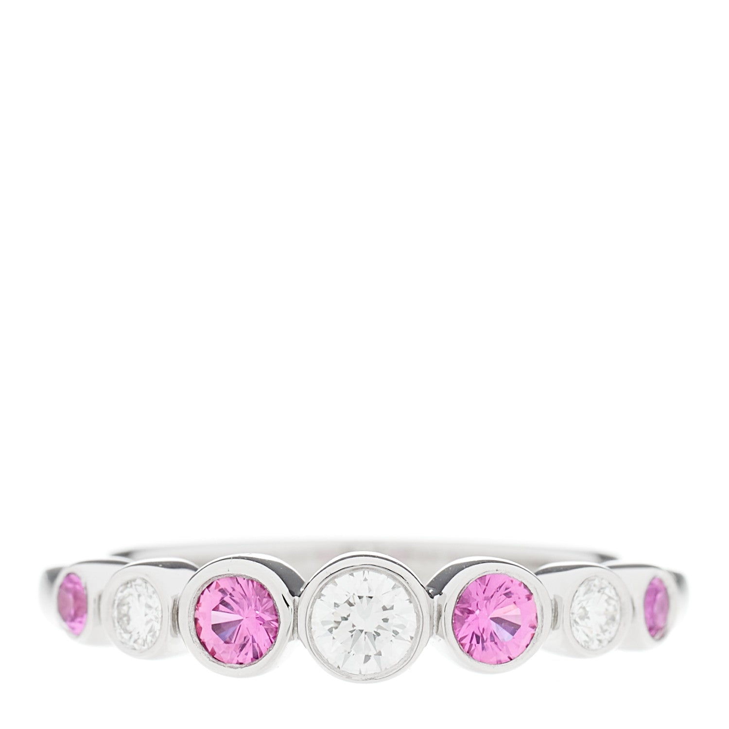 Tiffany Platinum Diamond Pink Sapphire Jazz Ring 50 5.5 1 of 6