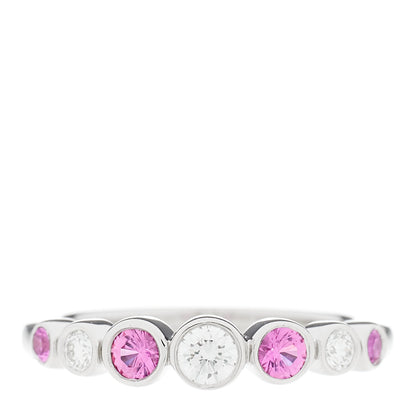 Tiffany Platinum Diamond Pink Sapphire Jazz Ring 50 5.5 1 of 6