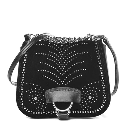 Miu Miu Velluto Soft Calf Studded Dahlia Shoulder Bag Black 1 of 15