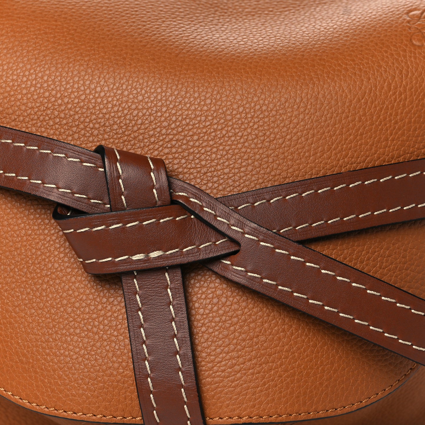 Grained Calfskin Small Gate Crossbody Bag Caramel Pecan