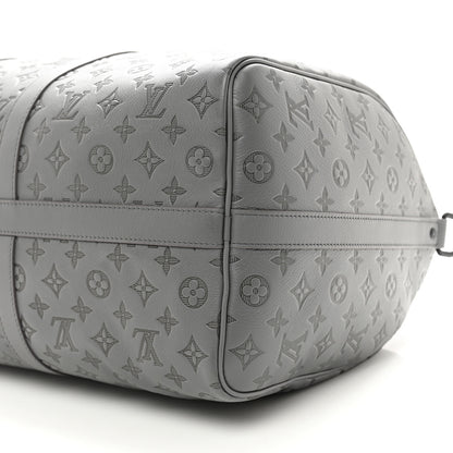 Louis Vuitton Calfskin Monogram Shadow Keepall Bandouliere 50 Anthracite Gray 8 of 8