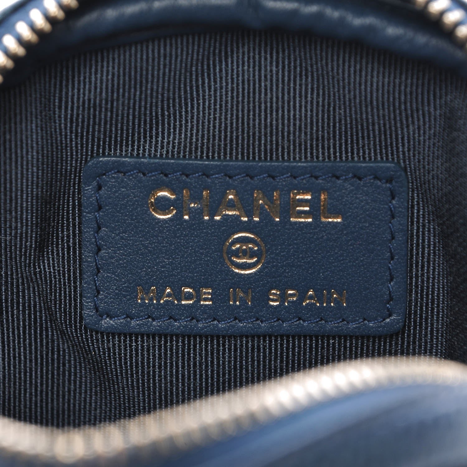 Chanel Metallic Caviar Quilted Zip Around Classic Coin Purse Dark Blue 6 of 8
