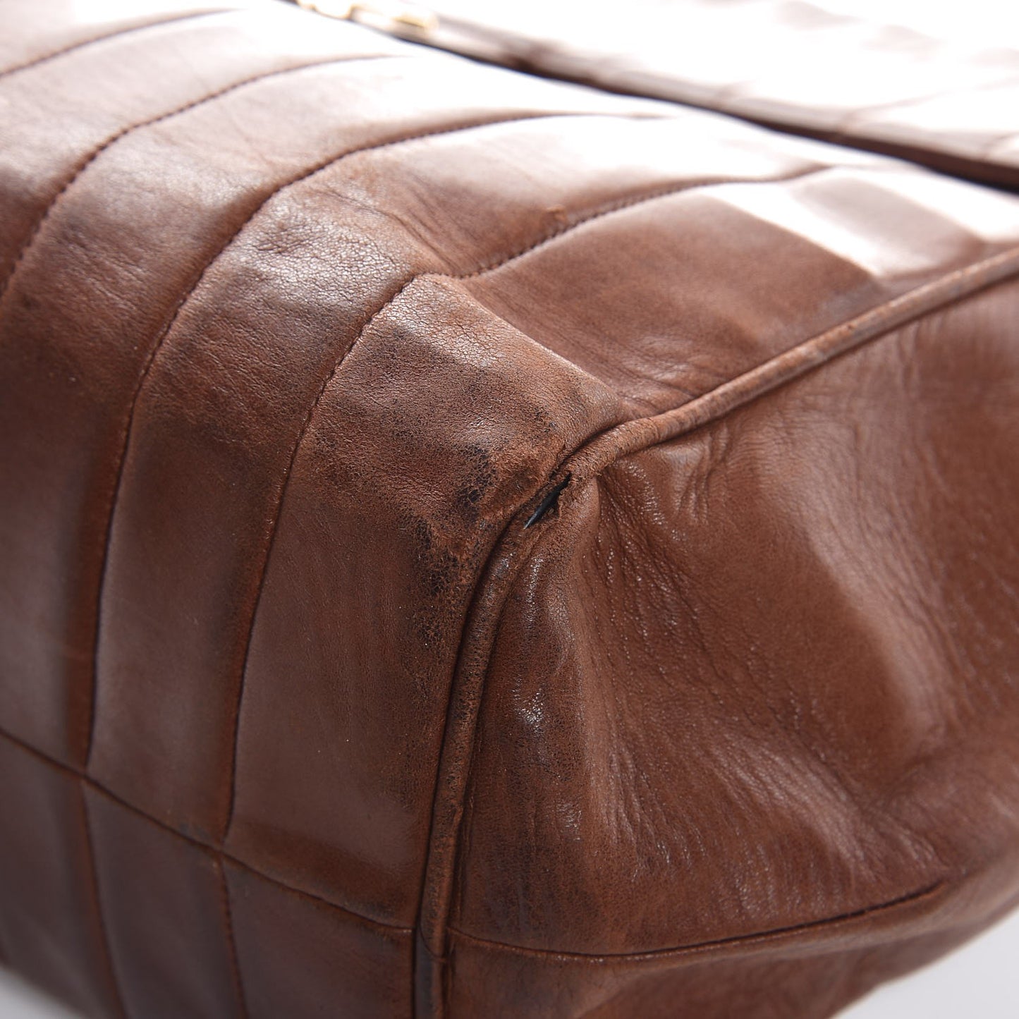 Lambskin Vertical Quilt Maxi Flap Brown