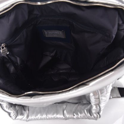 Chanel Nylon Embossed Doudoune Bowling Bag Silver 6 of 8