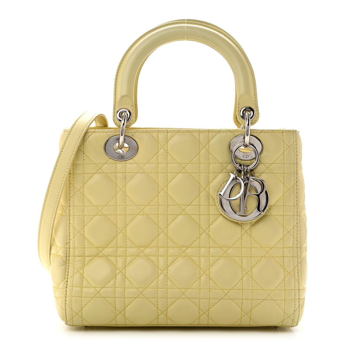 Lambskin Cannage Medium Lady Dior Light Yellow