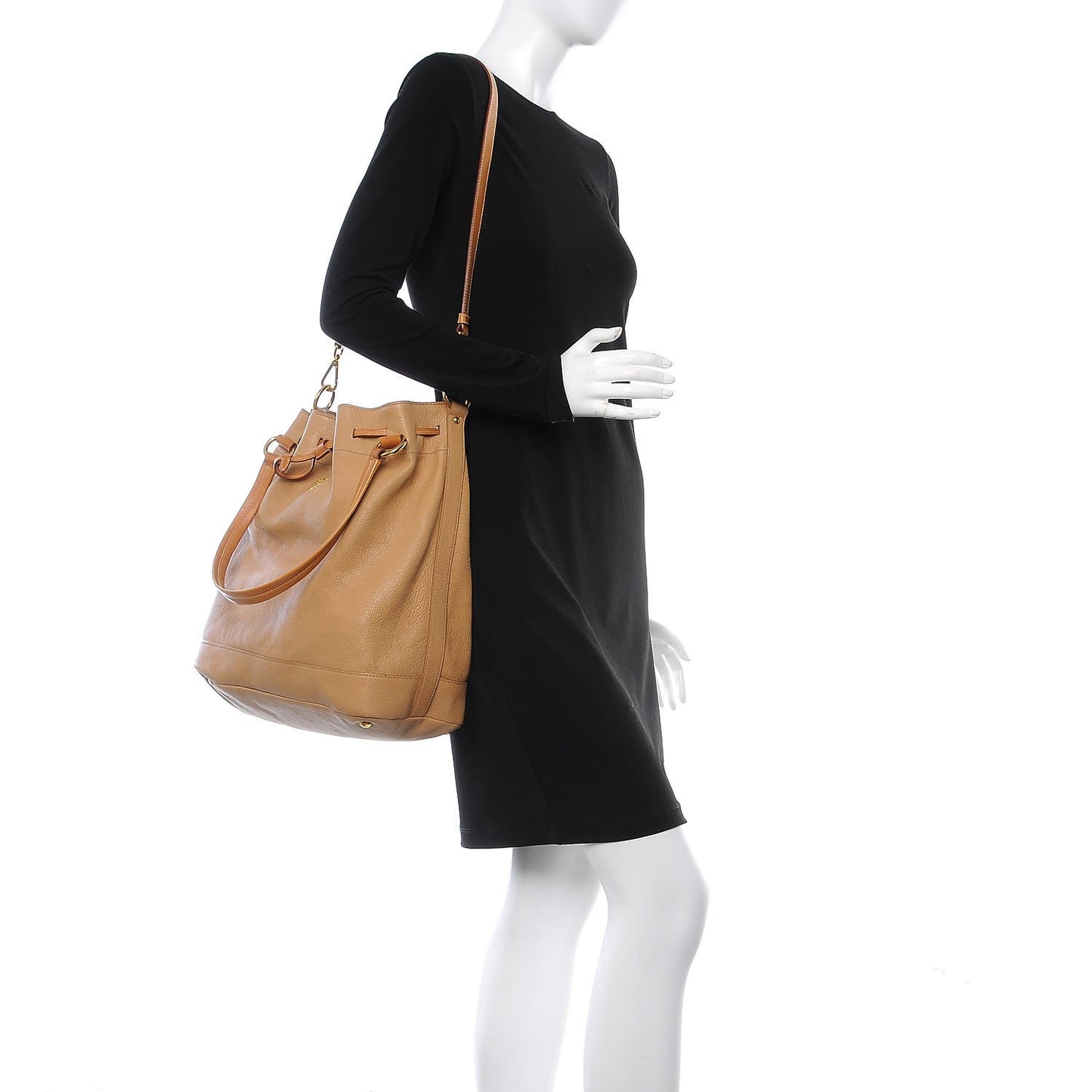 Vitello Daino Drawstring Bucket Tan