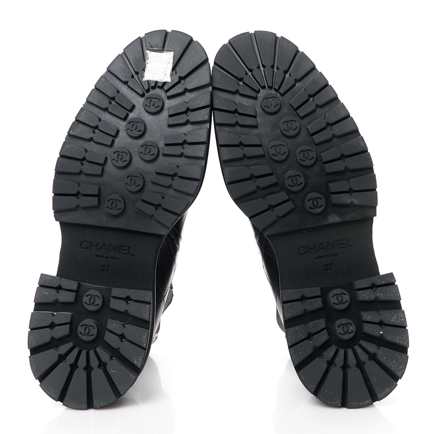 Calfskin Patent Cap Toe Quilted Short Boots 37 Black