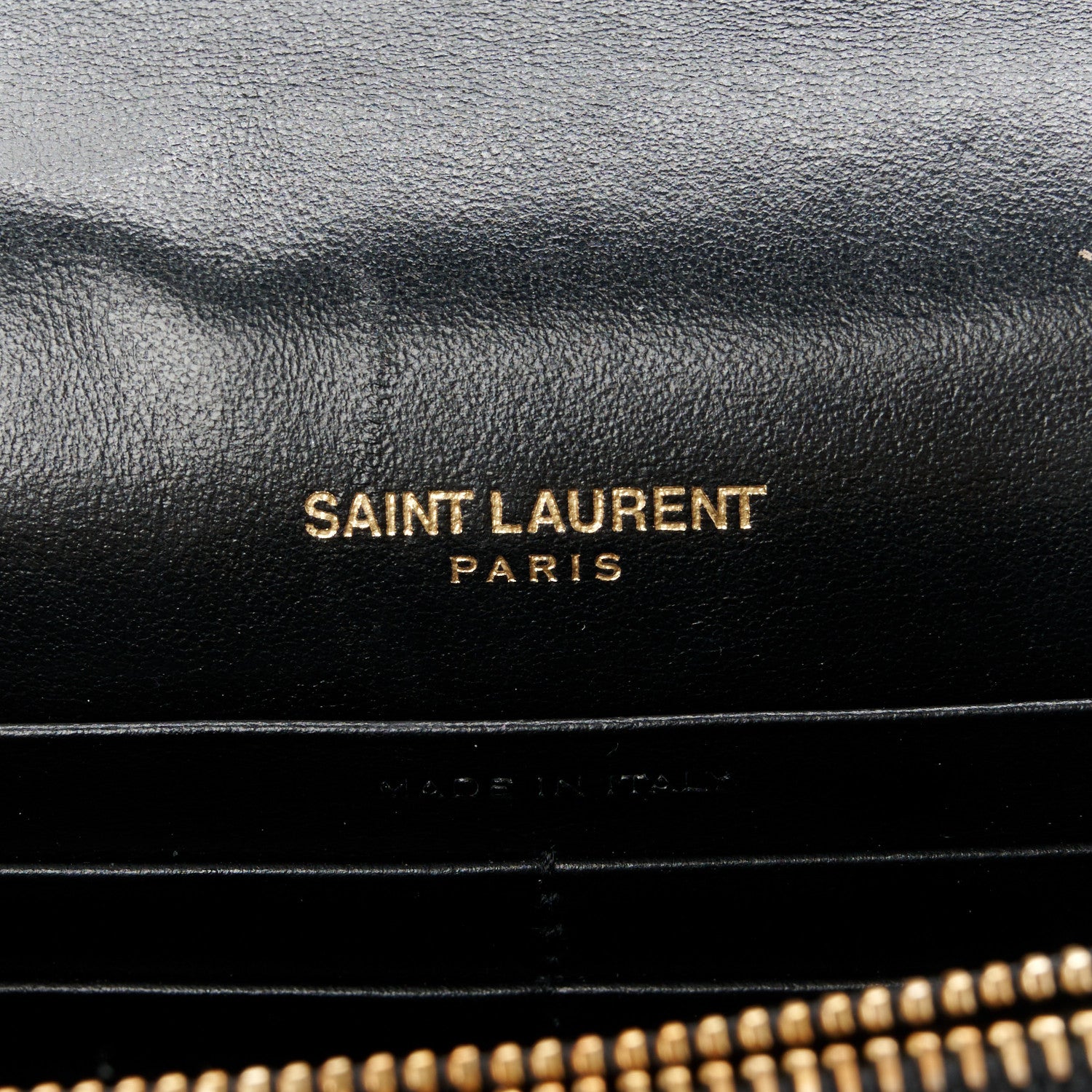 Saint Laurent Calfskin Crocodile Embossed Kate Monogram Tassel Chain Wallet Black 6 of 12