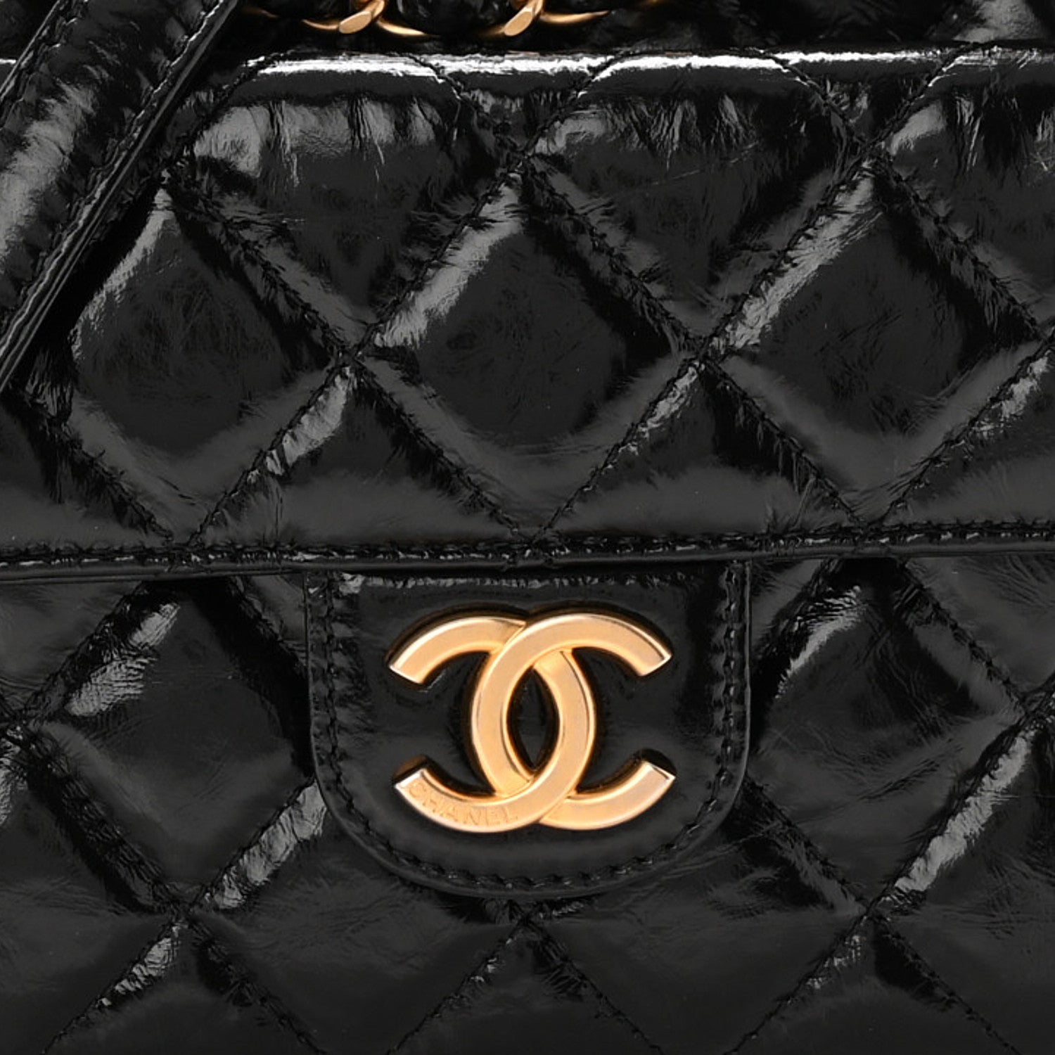 Chanel Shiny Crumpled Calfskin Quilted Small Wavy CC Hobo Black 8 of 11