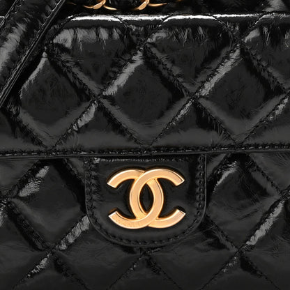 Chanel Shiny Crumpled Calfskin Quilted Small Wavy CC Hobo Black 8 of 11