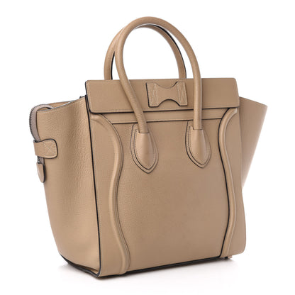 Celine Drummed Calfskin Mini Luggage Dune 3 of 14