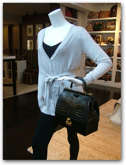 Hermes Crocodile Sac Mallette 26 Black 2 of 10
