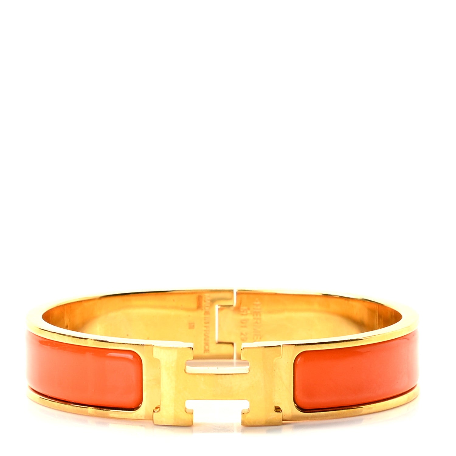 Hermes Enamel Narrow Clic Clac H Bracelet Orange 1 of 4