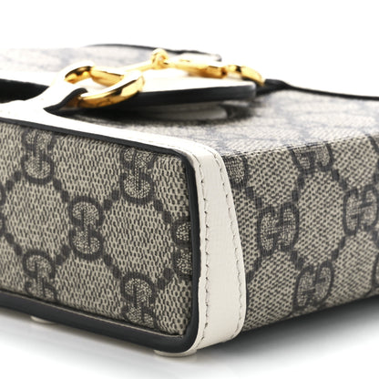 Gucci GG Supreme Monogram Azalea Calfskin Mini Horsebit 1955 Crossbody Bag Beige Ebony Mystic White 10 of 11