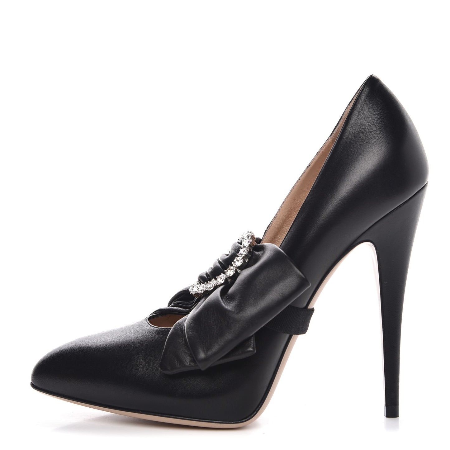 Nappa Removable Bow Elaisa Platform High Heel Pumps 39 Black
