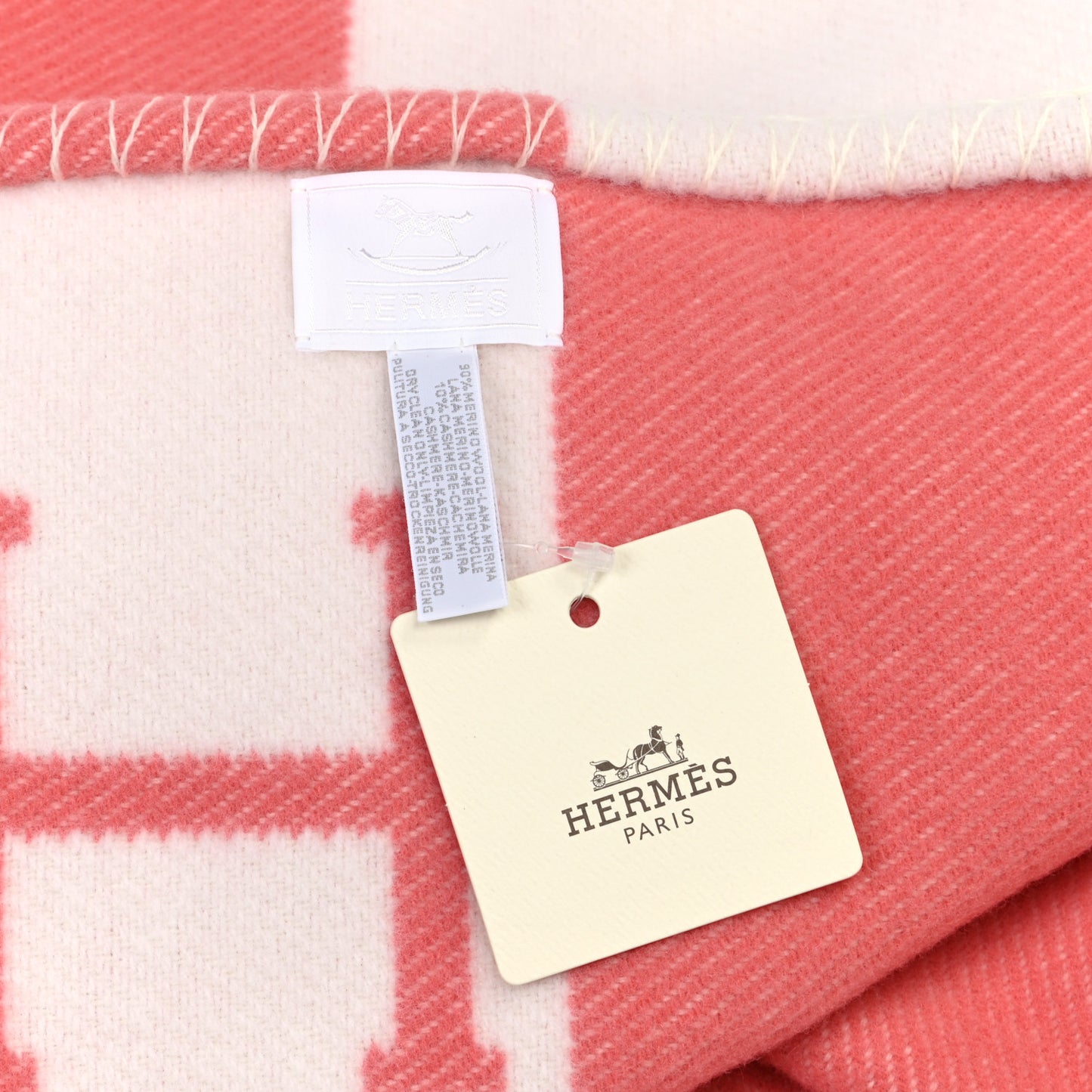Wool Cashmere Avalon Baby Blanket Rose Airelle White