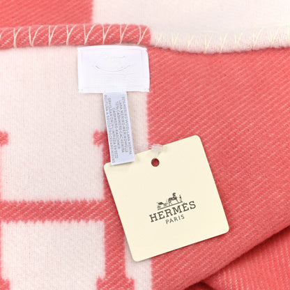 Hermes Wool Cashmere Avalon Baby Blanket Rose Airelle White 3 of 3