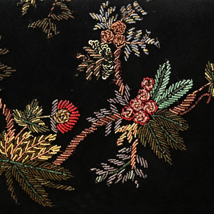 Saint Laurent Suede Embroidered Birds Monogram Chain Wallet Black 17 of 17