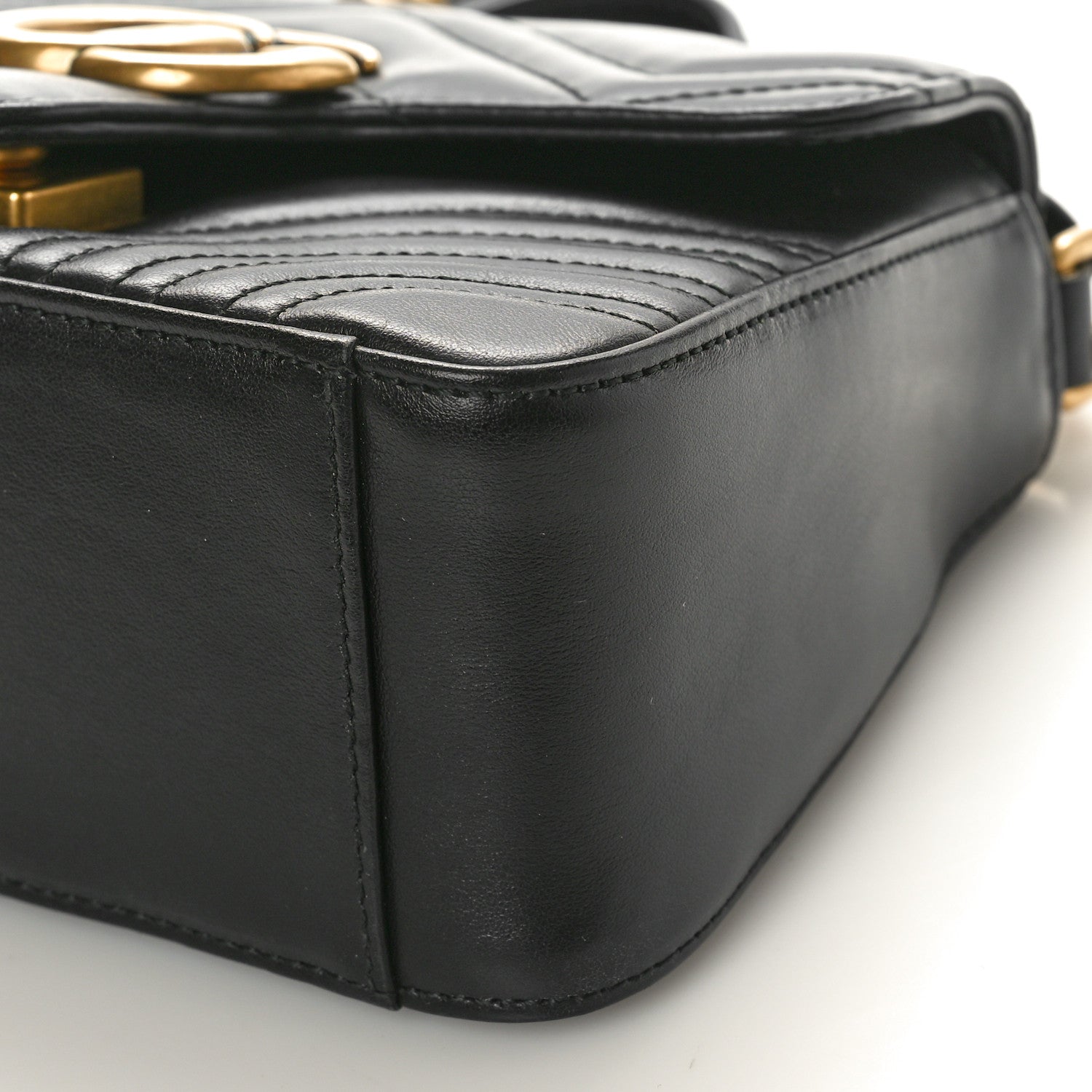 Gucci Calfskin Matelasse Mini GG Marmont Top Handle Shoulder Bag Black 10 of 10