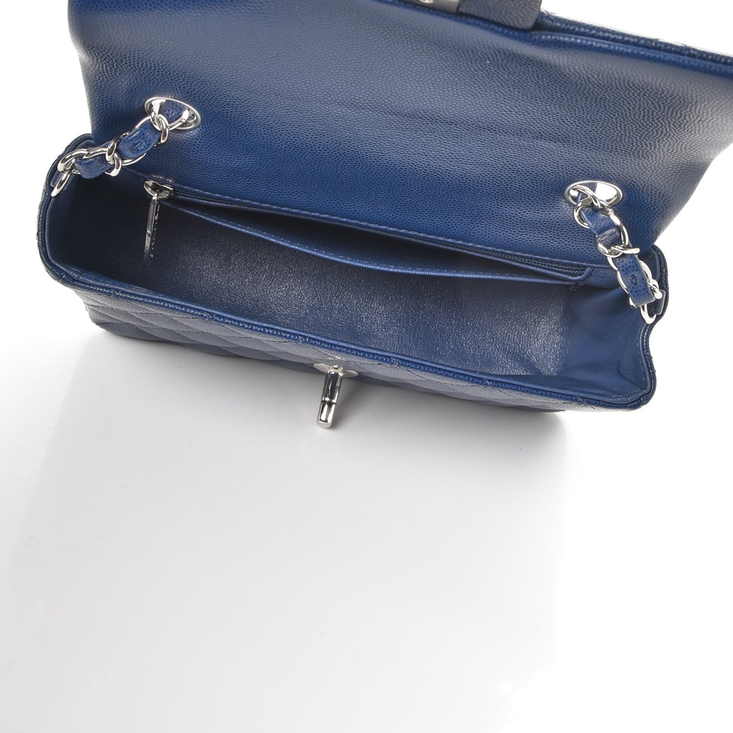 Caviar Quilted Mini Rectangular Flap Navy Blue
