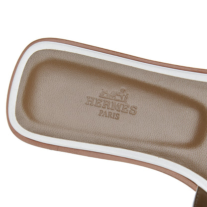 Hermes Box Calfskin Oran Sandals 38 White 6 of 9