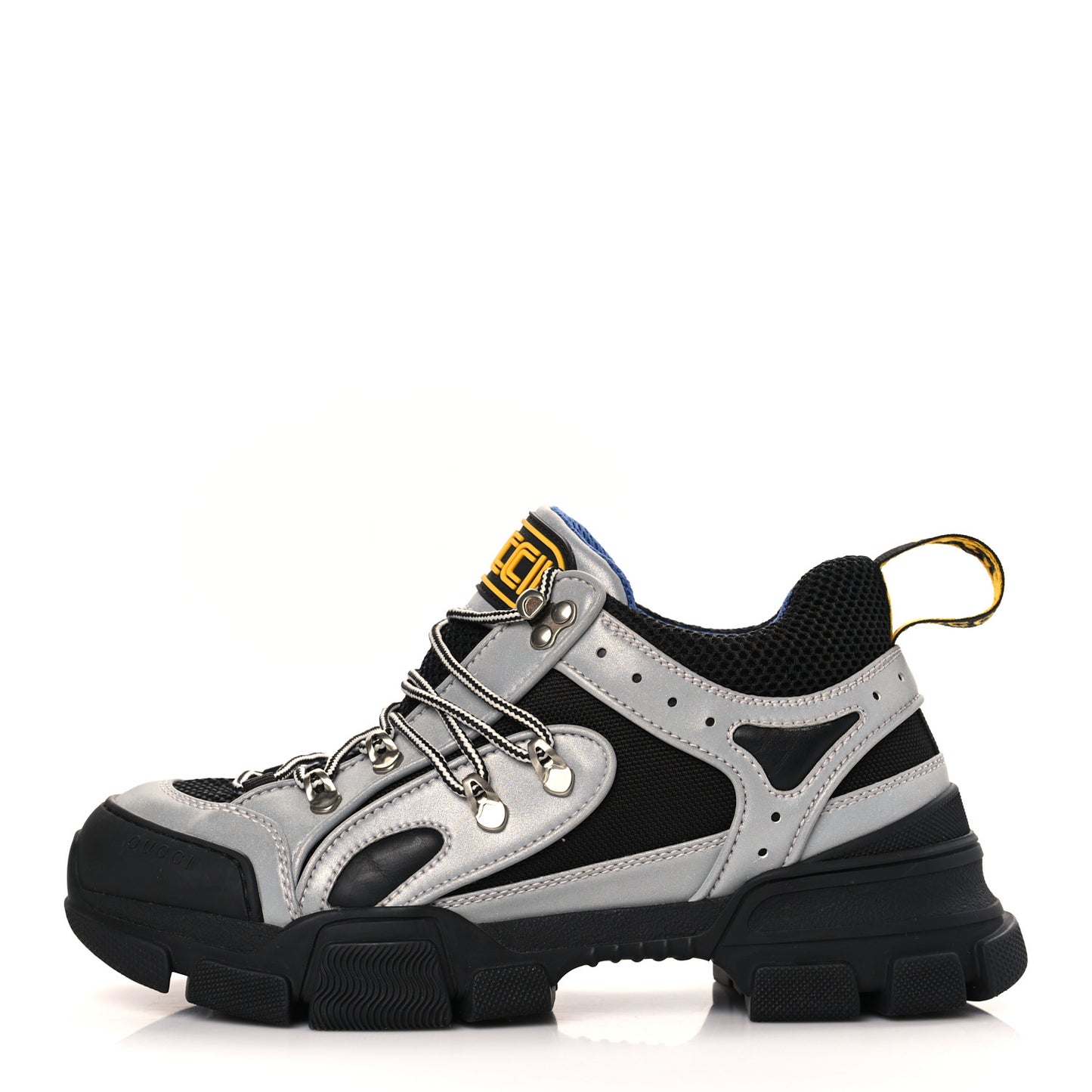 X SEGA Mesh Technical Canvas Calfskin Reflective Mens Flashtrek Sneakers 6.5 Silver Black
