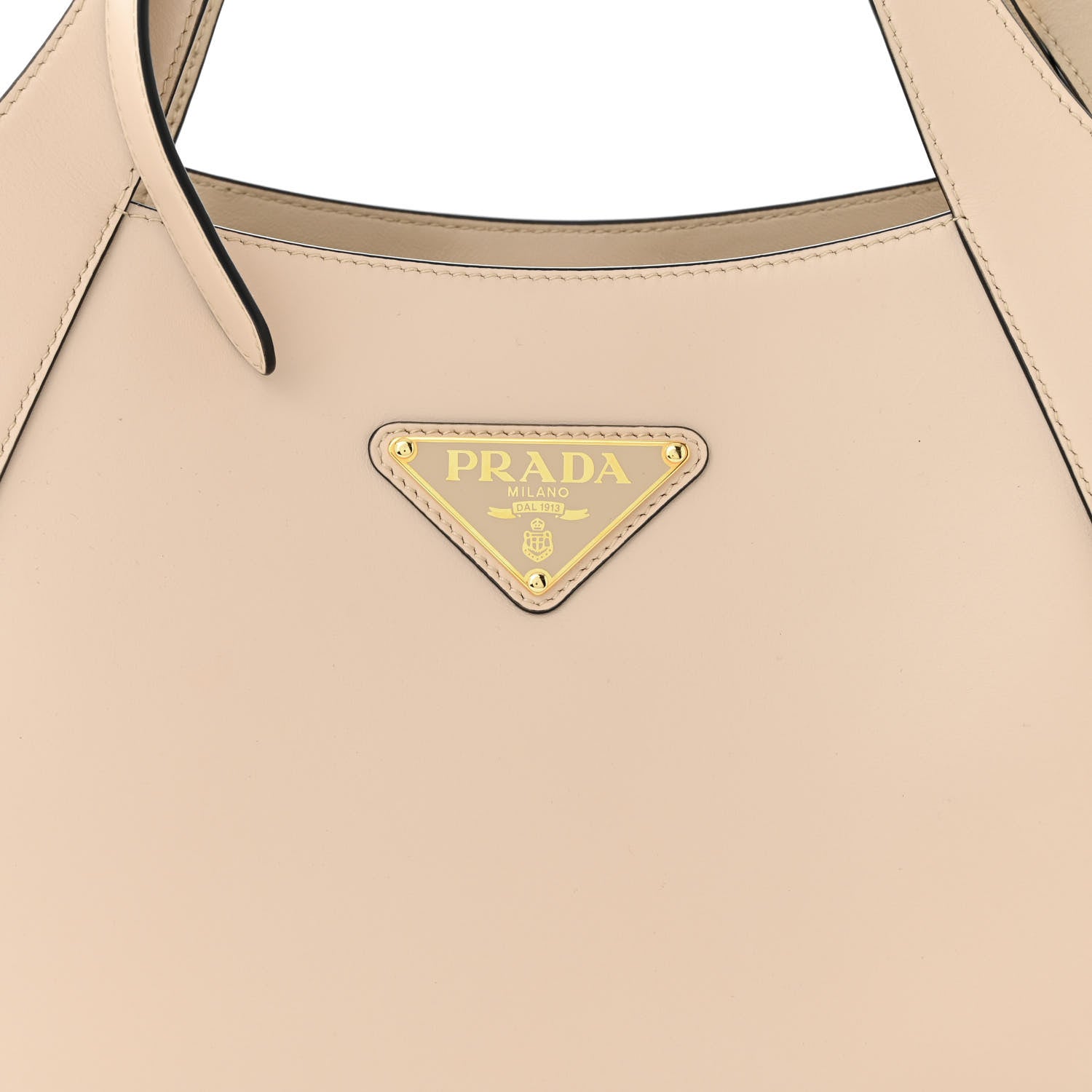Prada City Calfskin Metal Triangle Logo Tote Travertino 8 of 10