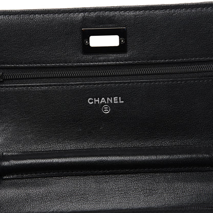Chanel Sheepskin Chevron Reissue Wallet On Chain WOC So Black 5 of 14