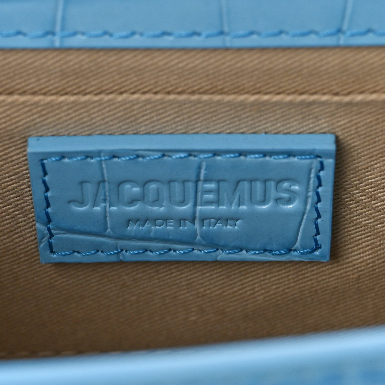 Jacquemus Calfskin Crocodile Embossed Le Chiquito Long Pale Blue 6 of 8