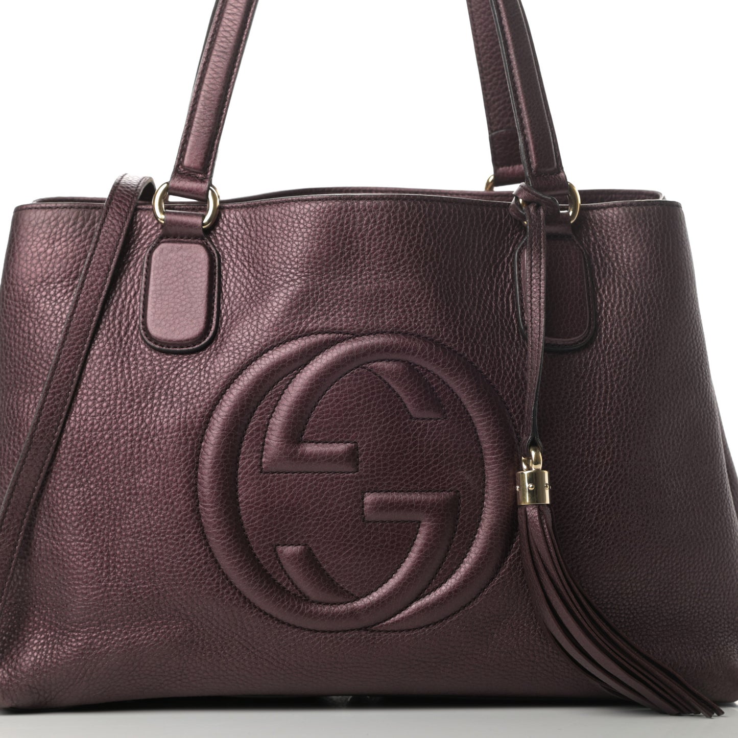 Metallic Cellarius Calfskin Medium Soho Working Tote Classic Burgundy
