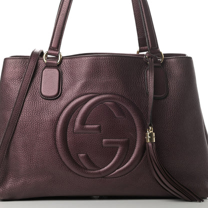 Gucci Metallic Cellarius Calfskin Medium Soho Working Tote Classic Burgundy 10 of 14