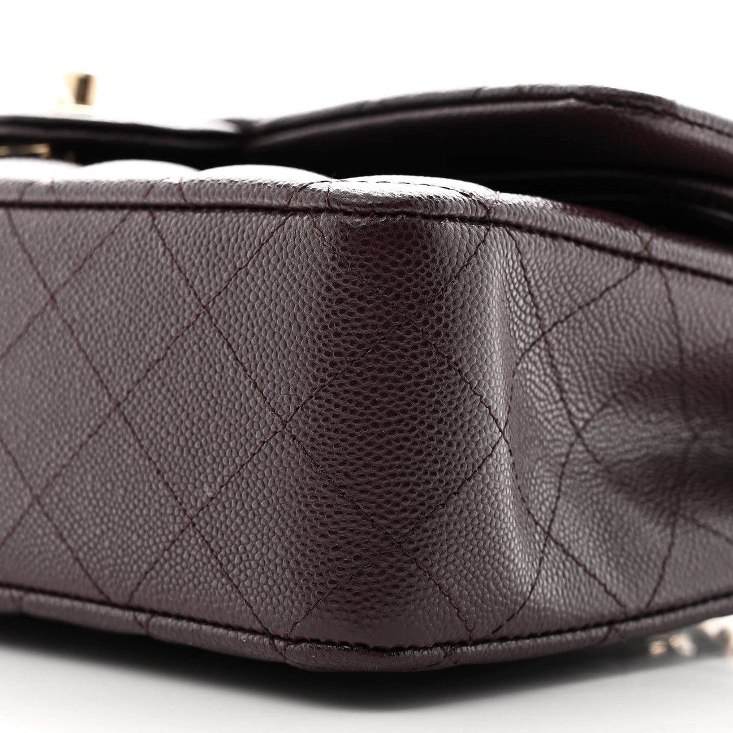 Caviar Quilted Medium Double Flap Dark Brown