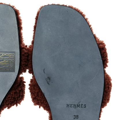 Hermes Woolskin Oran Sandals 38 Cognac 8 of 10