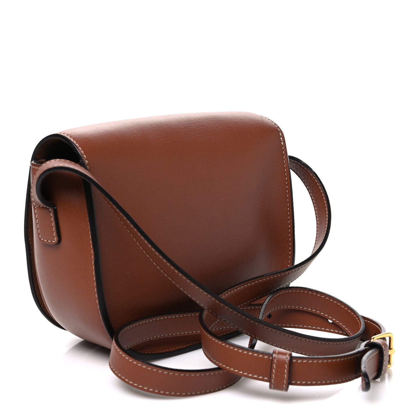 Smooth Calfskin Cuir Triomphe Embroidered Folco Crossbody Bag Tan
