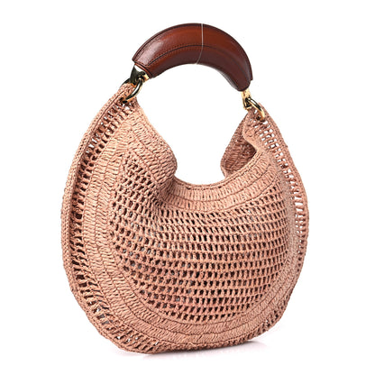 Chloe Raffia Calfskin Summer Banana Hobo Summery Beige 3 of 10