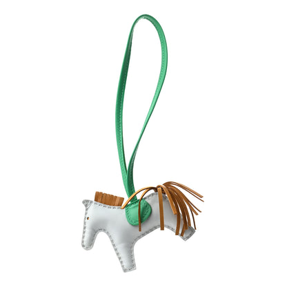 Hermes Milo Lambskin Grigri Rodeo Horse Bag Charm PM Bleu Brume Sesame Menthe 1 of 4
