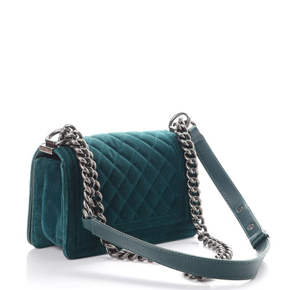 Chanel Velvet Quilted Small Boy Flap Turquoise 3 of 9