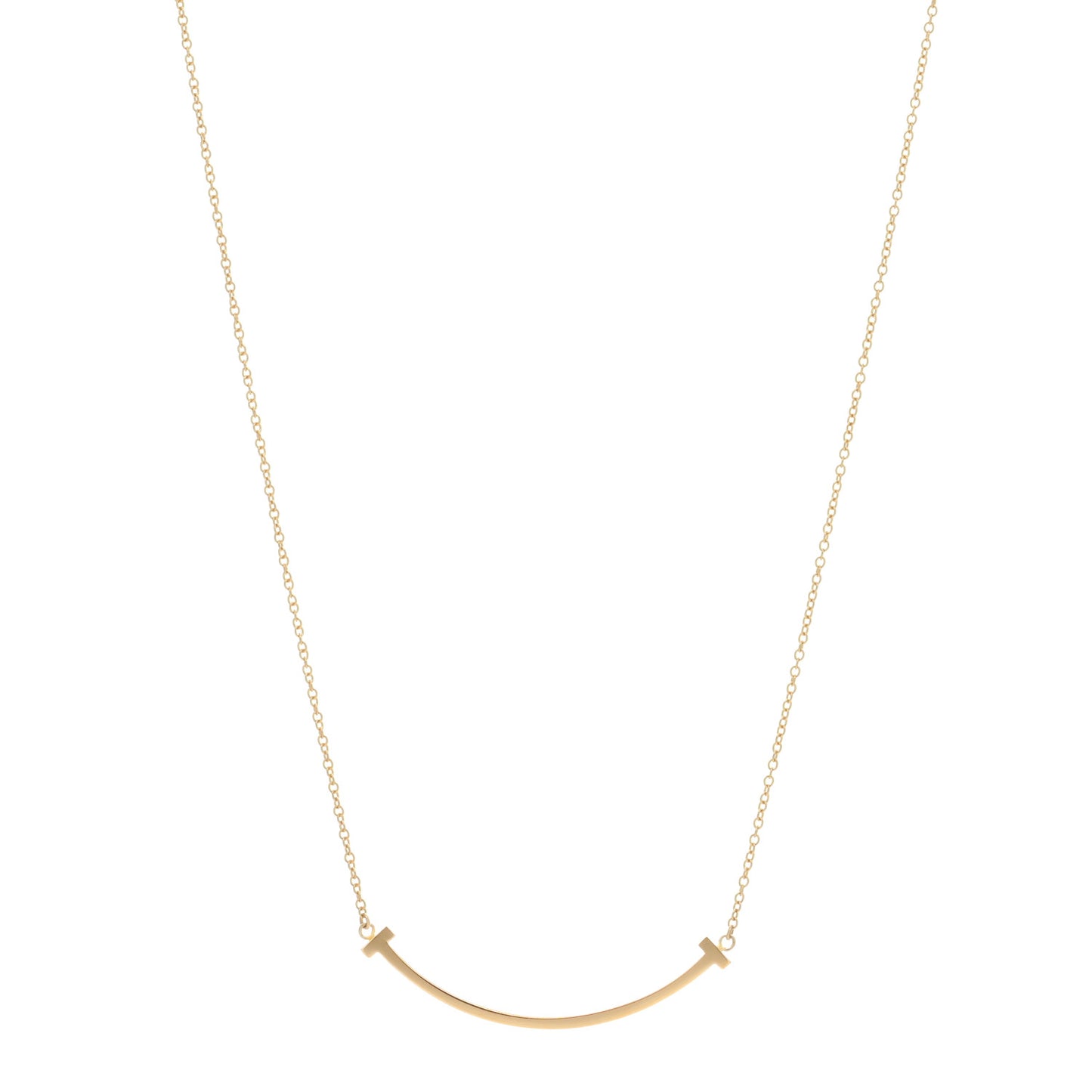 18K Yellow Gold Small T Smile Pendant Necklace