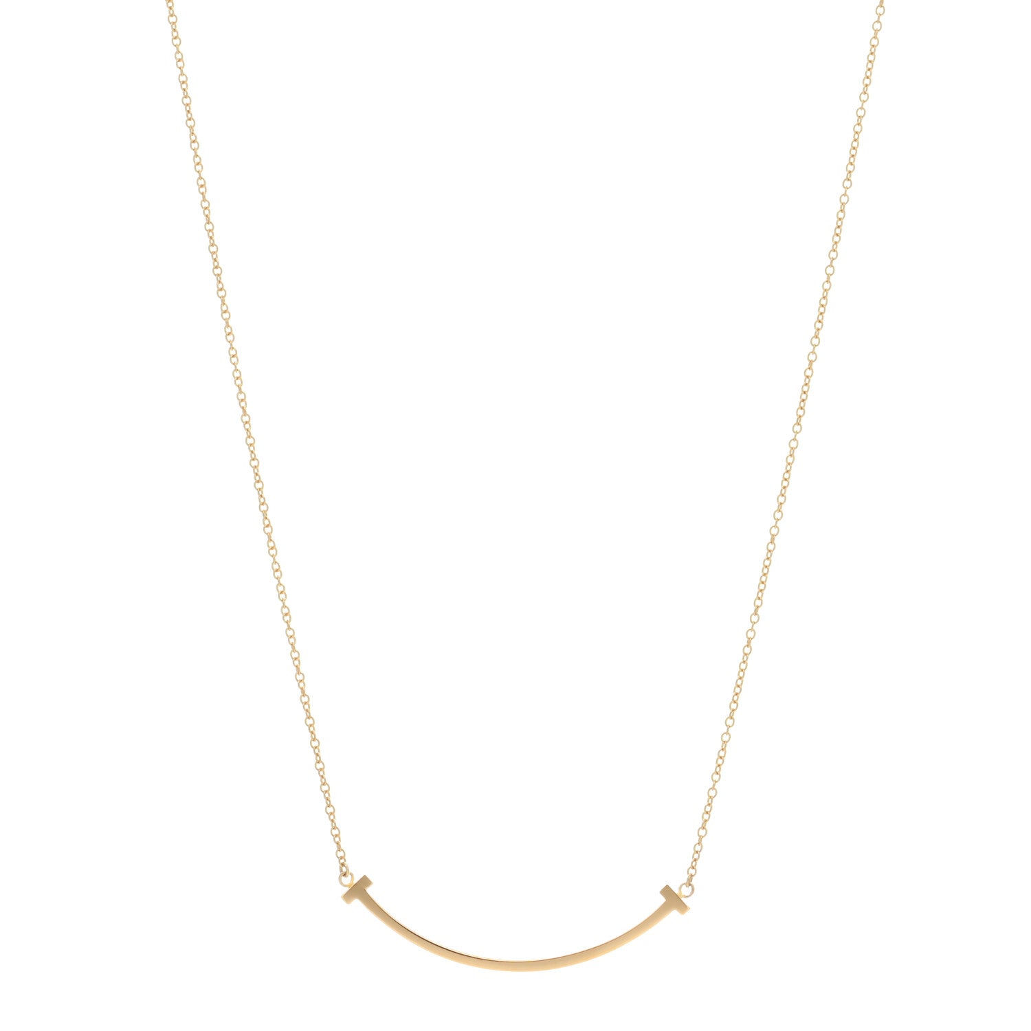 Tiffany 18K Yellow Gold Small T Smile Pendant Necklace 1 of 3